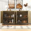 Buffet 55 po cannelé avec rangement, armoire de rangement Farmhouse 4 portes, buffet avec tablettes réglables-957069493