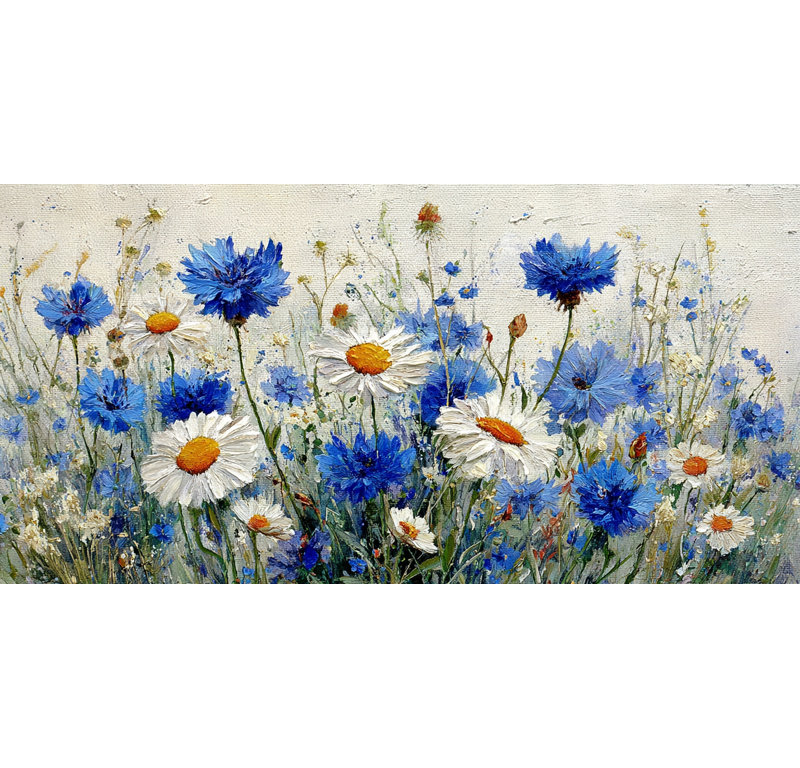«Summer Daisy Field», art mural sur toile tendue, H 24 po x l 48 po x P 1,5 po