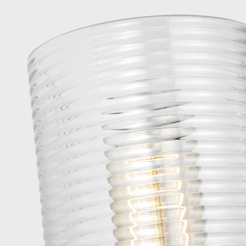 Sarita 1 Light Bathroom Bedroom Wall Fixture With Clear Ribbed Shade, Satin Brass