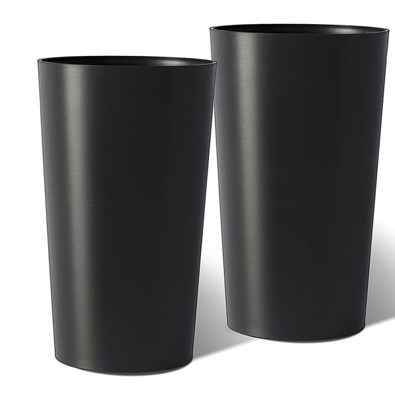 2 Pack Tall 21.7 in Planters for Outdoor Plants Modern Tall Square Planter Box Indoor Outdoor Porch Patio Flower Pot Modern Big Tapered Matte Tree Flower Pot for Garden