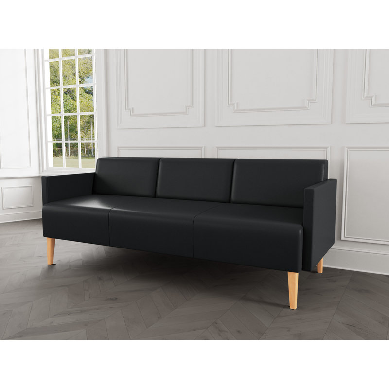 Luxe Lounge Reception Sofa, Modena Graphite, Natural Wood
