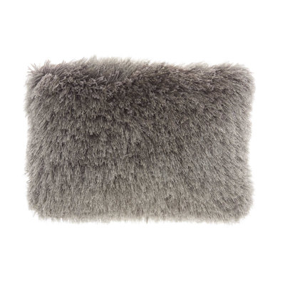Beige Super Shaggy Throw Pillow