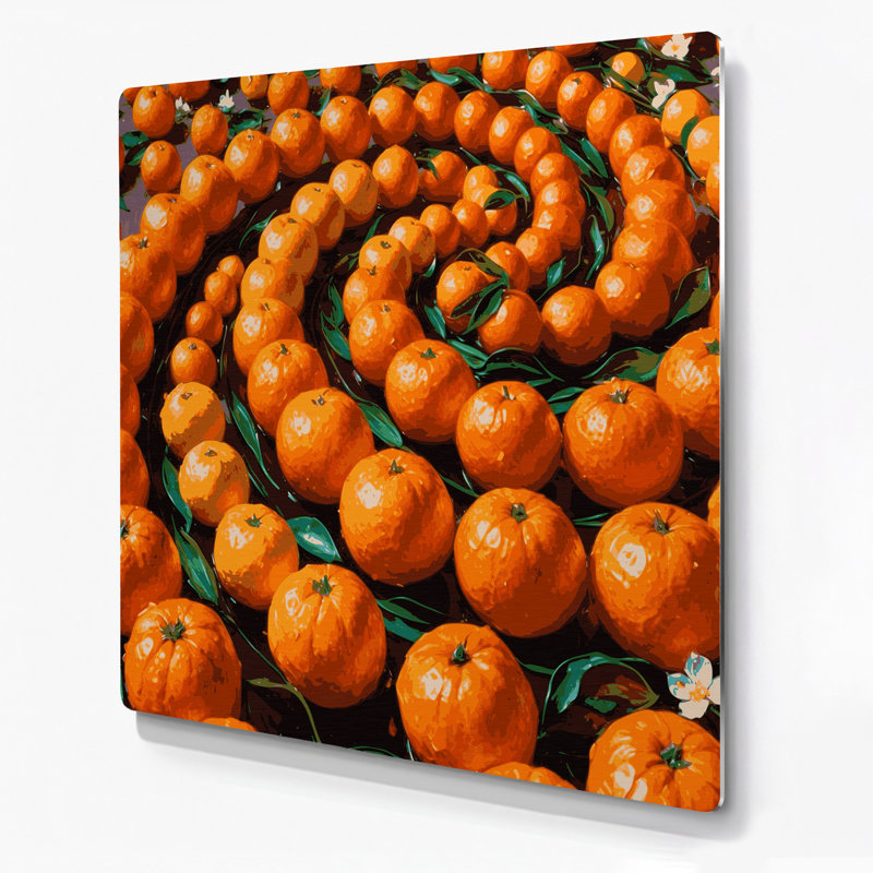 Art mural en métal fruits orange, H 32 po x l 32 po