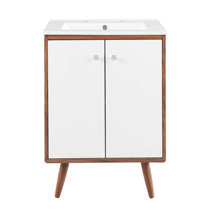 Mid-Century Open Storage Single Bathroom Vanity (24–49) - Acorn