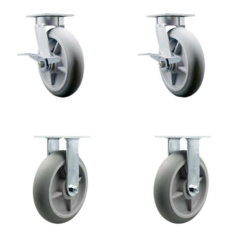 4 Piece Kingpinless Thermoplastic Rubber Caster Set