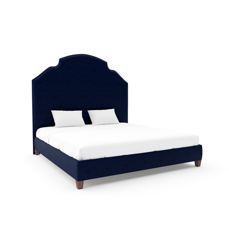 Leland Upholstered Bed, King, Espresso, Posh Life Performance Velvet Ink