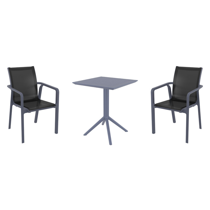 Ensemble bistro 23,6 po Farrah, Noir / gris foncé