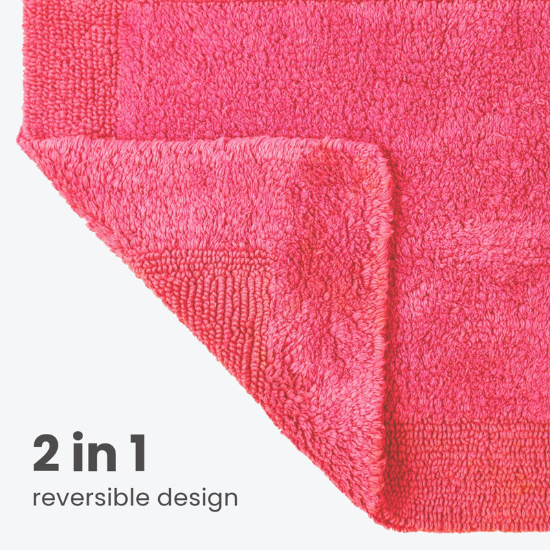 Ruthann Cotton Reversible Bath Mat, Cerise