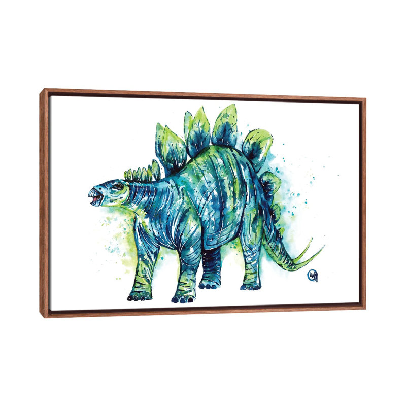 «Spike Tail the Stegosaurus» par Lisa Whitehouse - impression d'art graphique, Toile avec cadre en bois classique
