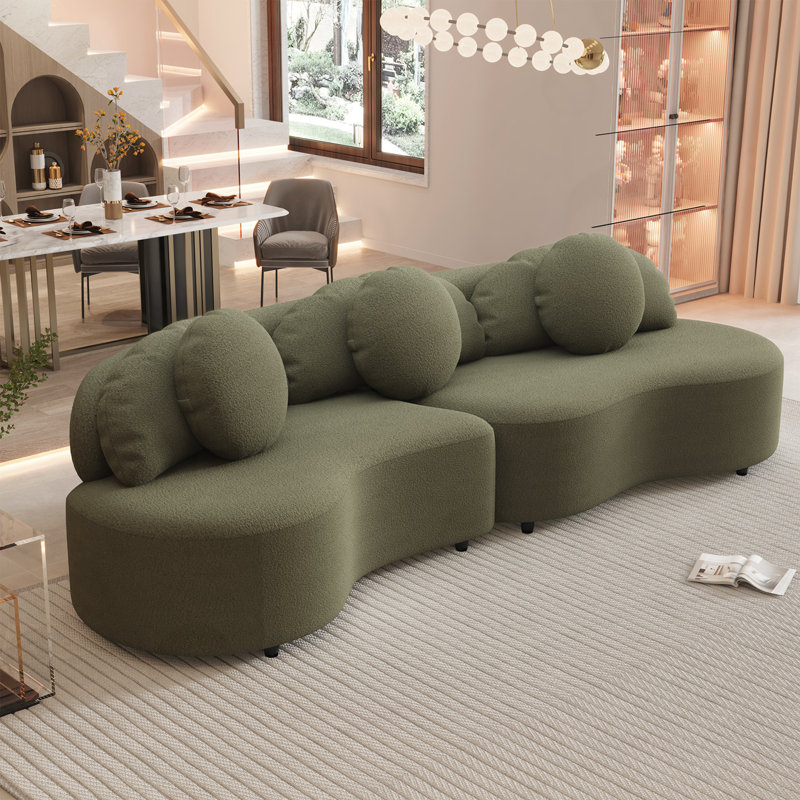 Canapé modulaire en velours Lamb, Velours vert