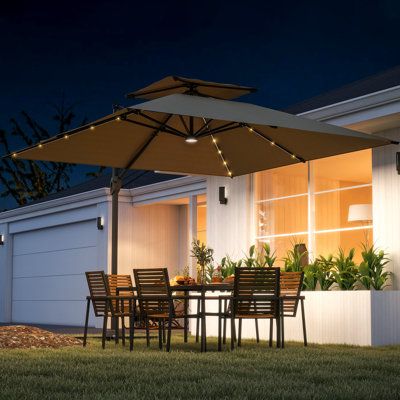 300cm Lighted Tilt Cantilever Parasol