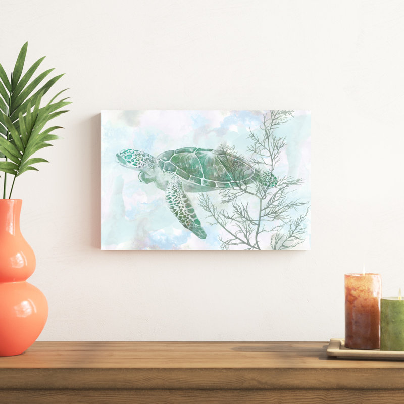 «Sea Turtle II» par Studio W - reproduction d'art sur toile, H 12 po x l 18 po x P 1,25 po