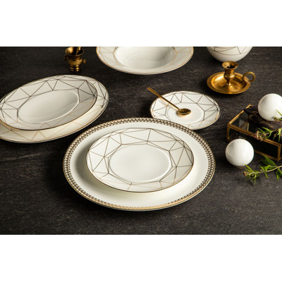Gem Cut Gold 7'' Bone China Bread And Butter Plate