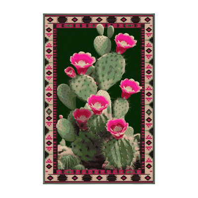Washable Prickly Pear Southwestern Area Rug