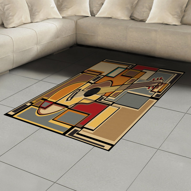 Tapis décoratif en fibre de polyester à haute densité, Rectangle 2 pi 7 po x 5 pi