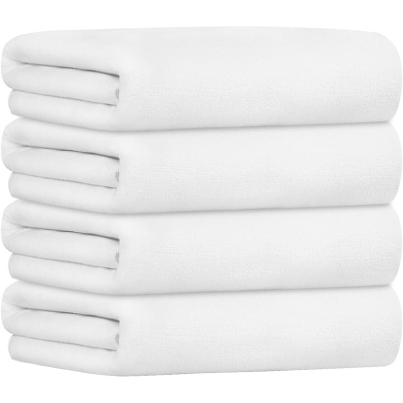 Microfiber Bath Towel Set for Bathroom,4 Pieces 27" x 55", White