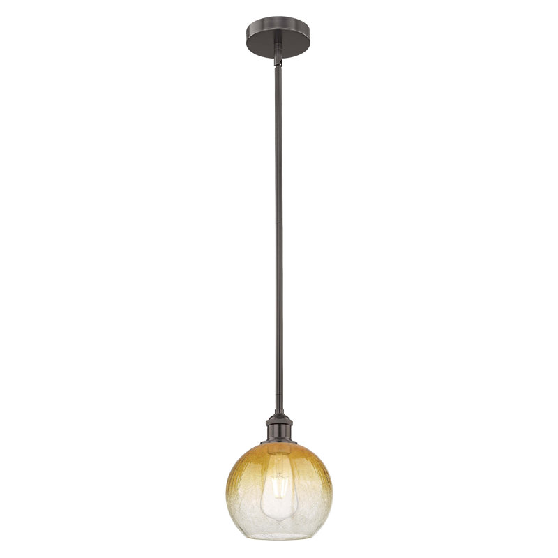 Edison - Brookhaven Globe - Mini-luminaire suspendu avec tige 8 po 1 lumière, Bronze frotté à l'huile, Amber
