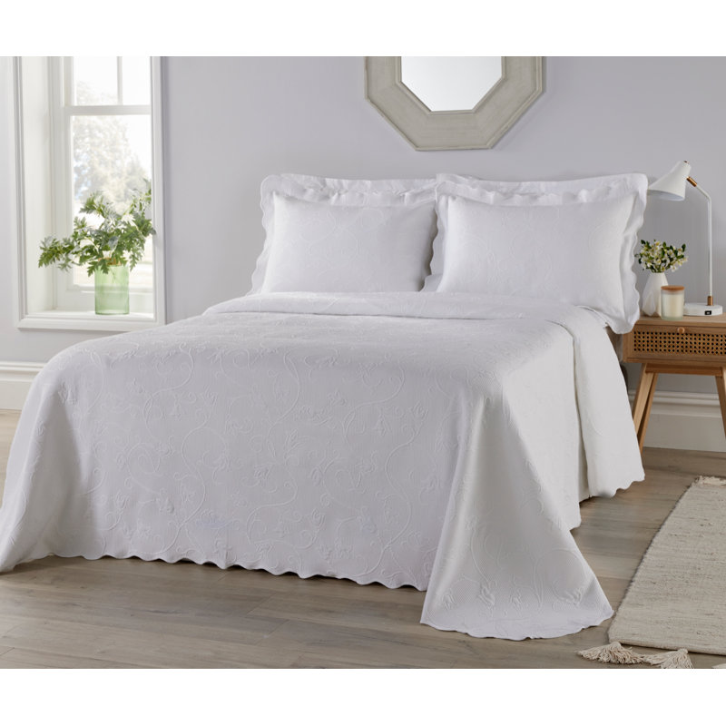 Vermont Cotton Blend Floral Bedspread, Mint, 280 x 260 cm Bedspread