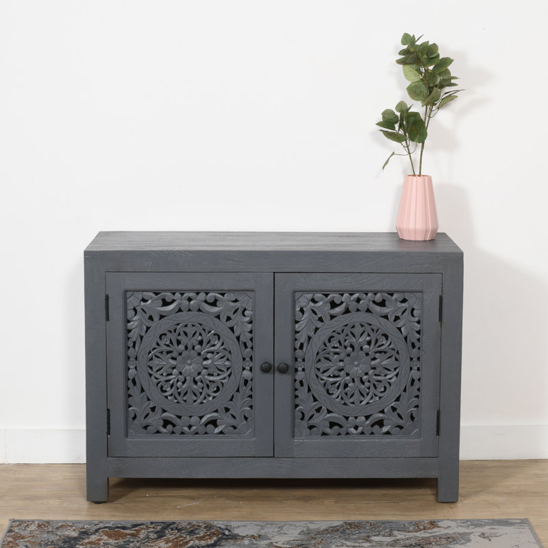 Armoire en bois massif Cedriana, Gris, Noir antique