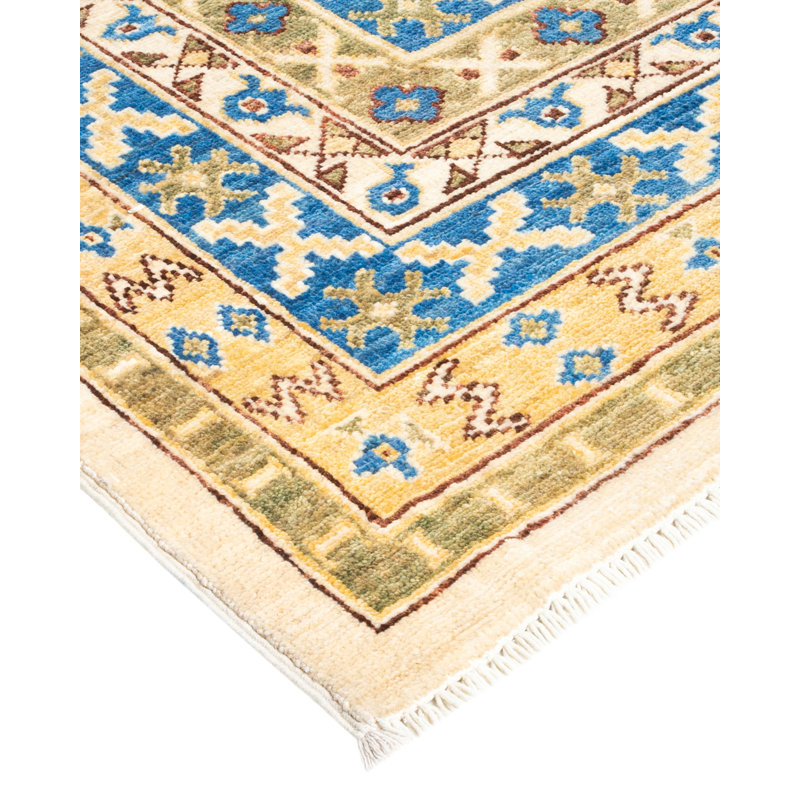 Ivory Floral Khotan Silk Road Tribute Hand-Knotted Wool Rug 9' x 12'