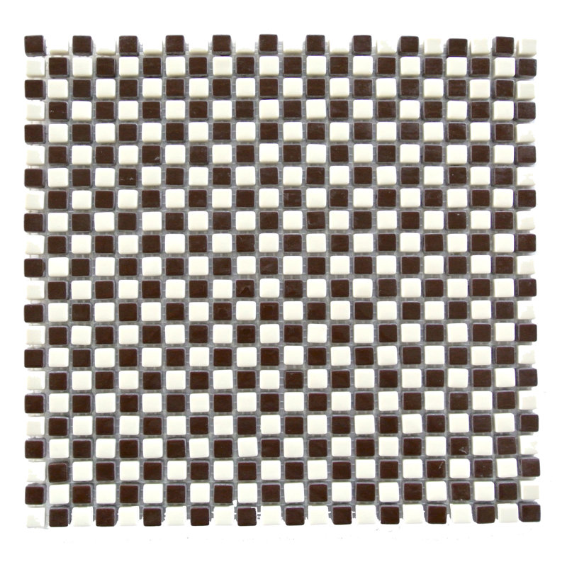 Carreau de mosaïque pour mur et plancher pleine grandeur en mosaïque de verre 0,5 po x 0,5 po, Brun / Blanc