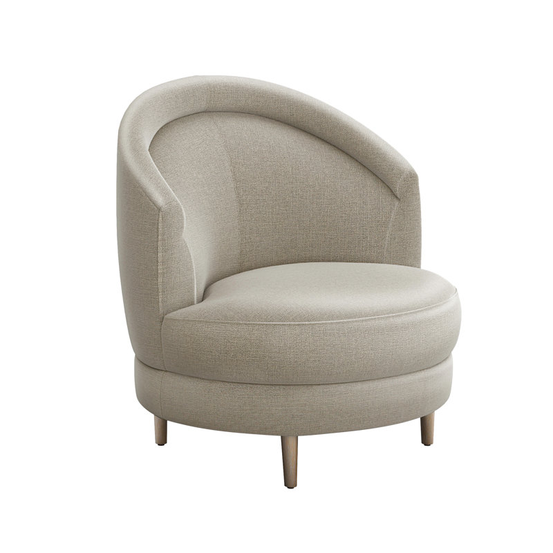 Fauteuil demi-tonneau l 34 po Capri, 100 % polyester Fresco, Gris glacé