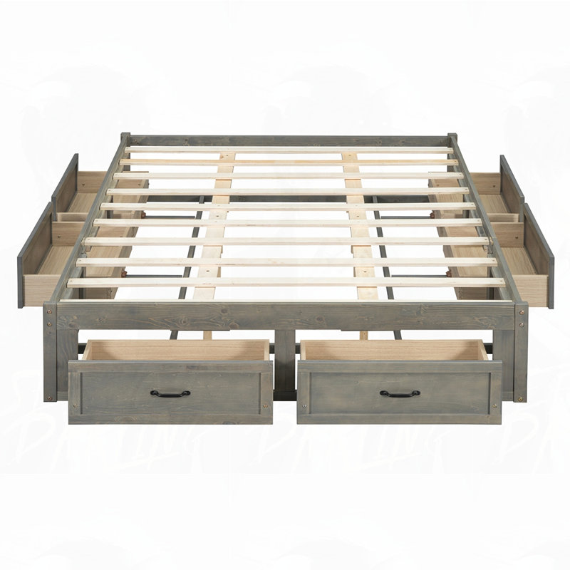 Lit plateforme avec rangement, Gris antique, Grand