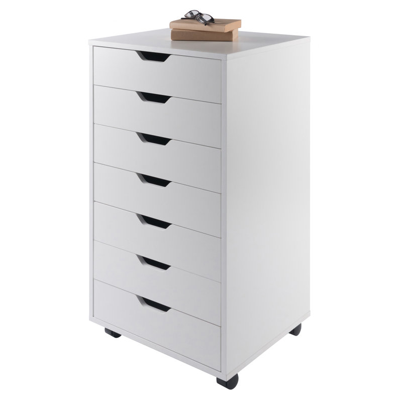 19.21'' Wide 7 -Drawer Mobile File Cabinet, White