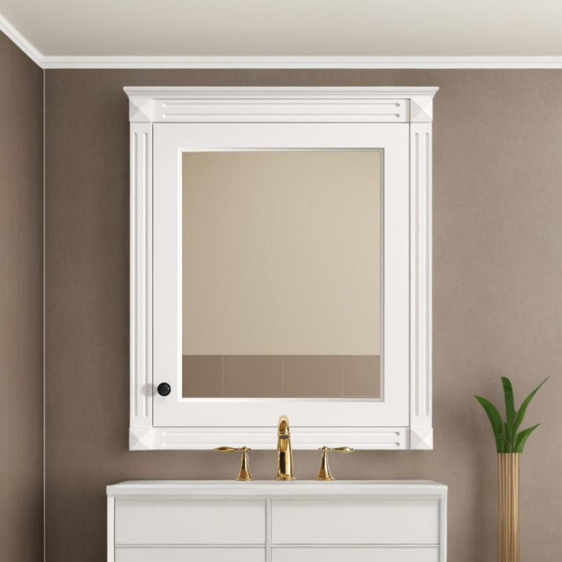 Armoire de rangement murale 24 po x 27 po avec miroir, Blanc