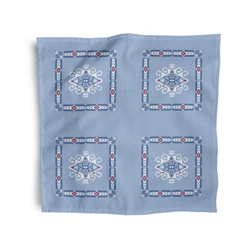 Chaimas Polyester Geometric Square Napkin, Blue