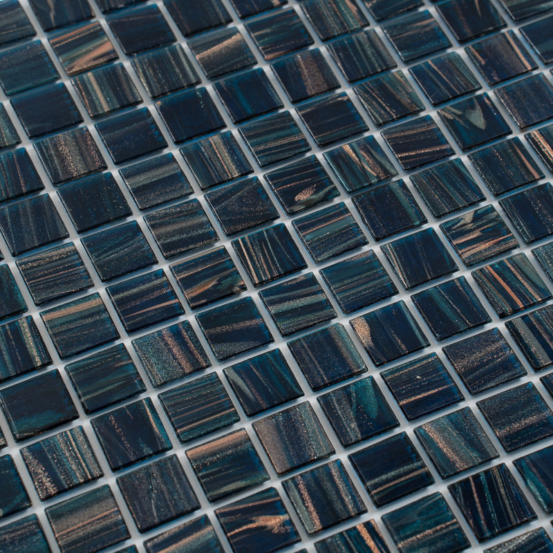 Celestial 12”X 12” Glossy Berlin Blue Glass Mosaic Wall and Floor Tile (20 Sq. Ft./Case) (20-Pack), Berlin Blue