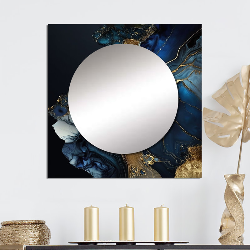 Delyu - Marble Abstract Square Mirror For Wall Art Decor, 36" x 36"