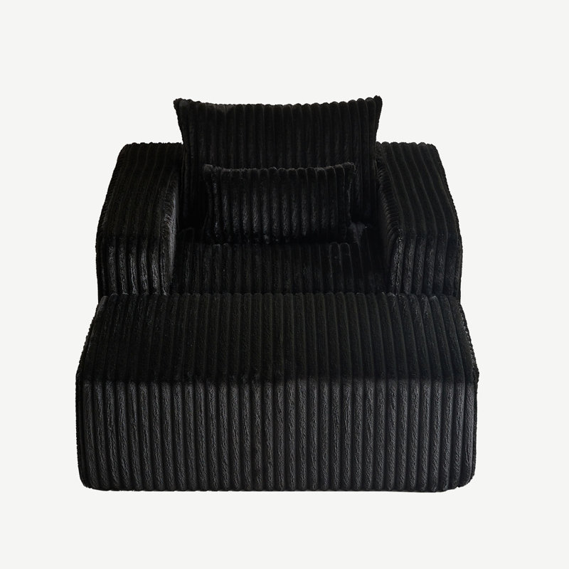 Chaise Lounge Sofa, Black Corduroy