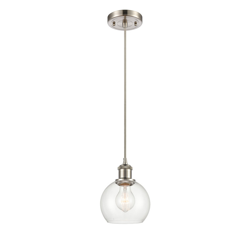 Luminaire suspendu sphérique 1 lumière Roxane, Ampoule non incluse, Nickel satiné brossé
