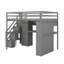 Structure de lit mezzanine avec garde-robe et bureau intégrés, tablettes et lumières DEL, lit mezzanine peu encombrant avec station de charge-730787306