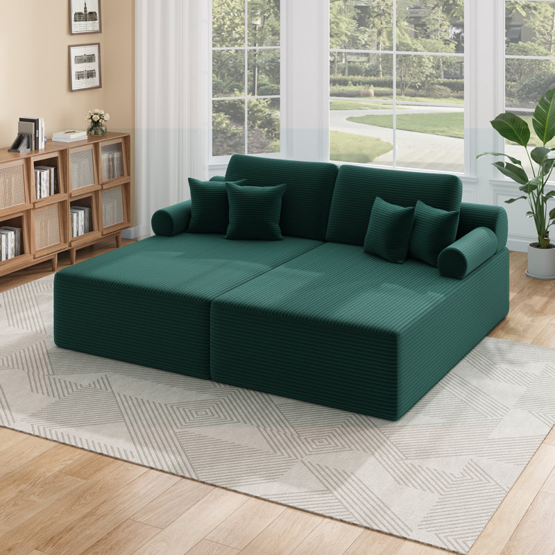 Boneless 81" Sleeper Sofa, Green