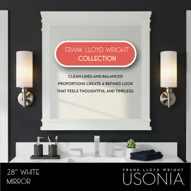 Lankford Wood Mirror, 28 x 1.25 x 30, White