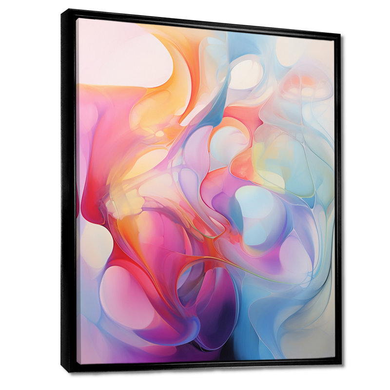 «Pastel Shades Of», art mural abstrait à vagues modernes, Toile avec cadre flottant noir, H 20 po x l 12 po x P 1 po