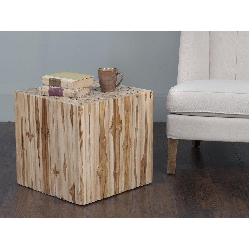 Jelle Solid Wood End Table, White Wash