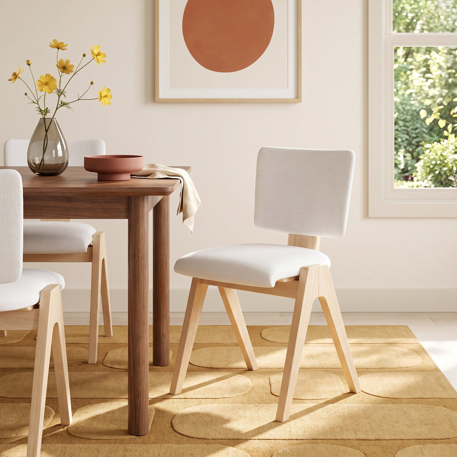 Ozzy Oak Armchair, Light Brown/White