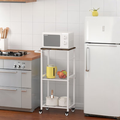 Rolling Kitchen Cart With 3-Tier Storage And Metal Handle For Small Spaces (Enhanced Organization & Style)