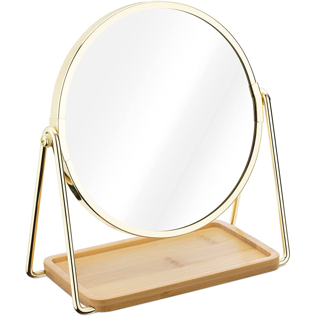 Lesta Round Magnifying Metal Framed Freestanding Makeup/Shaving Mirror