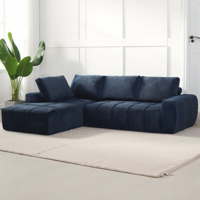 Chenille L-Shape Luxury Sectional Sofa Oversized 4-Seater with Tufted Design & Pocket Spring Support, No Assembly Required, Compressed Delivery for Modern Living Spaces