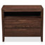 Brown Mid-Century Modern Nightstand 2 Drawers Upper Shelf P2 Density Board Solid Wood Veneer 29 Inches 1 Piece