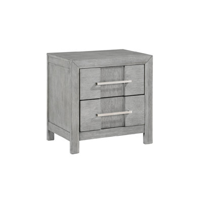 Modern Style 2 Drawers Night Stand With Silver Coated Metal Handles Made With Wood In Gray Color by Red Barrel Studio