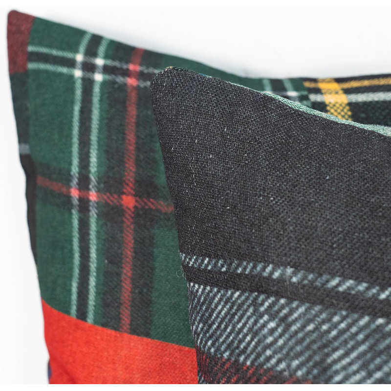 Housse de coussin en lin à carreaux