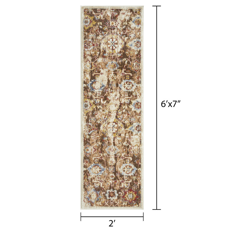 Tapis d'intérieur en polypropylène tissé à la main Raashi, Tapis de couloir 2 pi x 6 pi 7 po