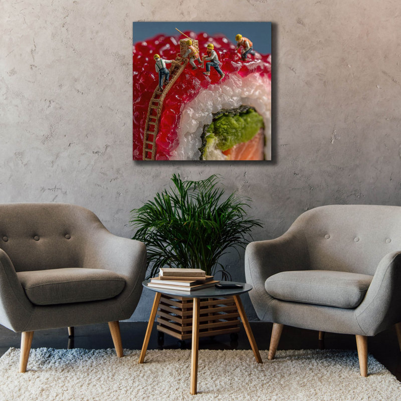  Art mural en toile, "Travailleurs de sushi 2" par Ann Klee, 37 po x 37 po, H 37 po x l 37 po