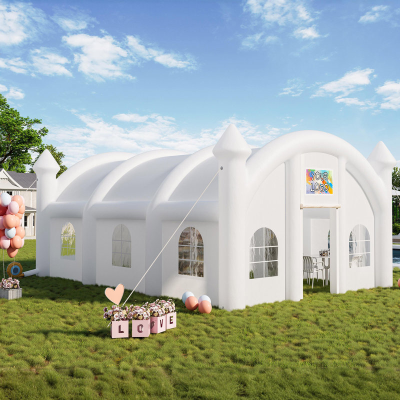 Pop-Up Nightlife Large Inflatable Wedding Tent, 210D Oxford Fabric Heavy Duty Party Tent with 2 Roll-Up Doors & 8 Sand Bags, Gazebo Event House for Wedding Birthday Backyard Party, White