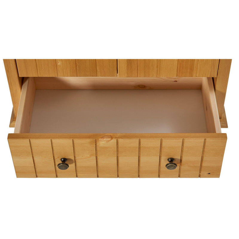 Meiman Solid Wood Freestanding Bathroom Cabinet, Natural Brown
